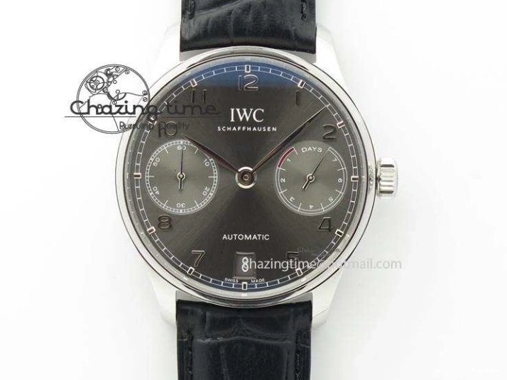 MIROTIME 0127 Lightweight Portuguese Tourbillon IW504602 SS ZF Best Edition Gray Dial on Brown Leather Strap 7177